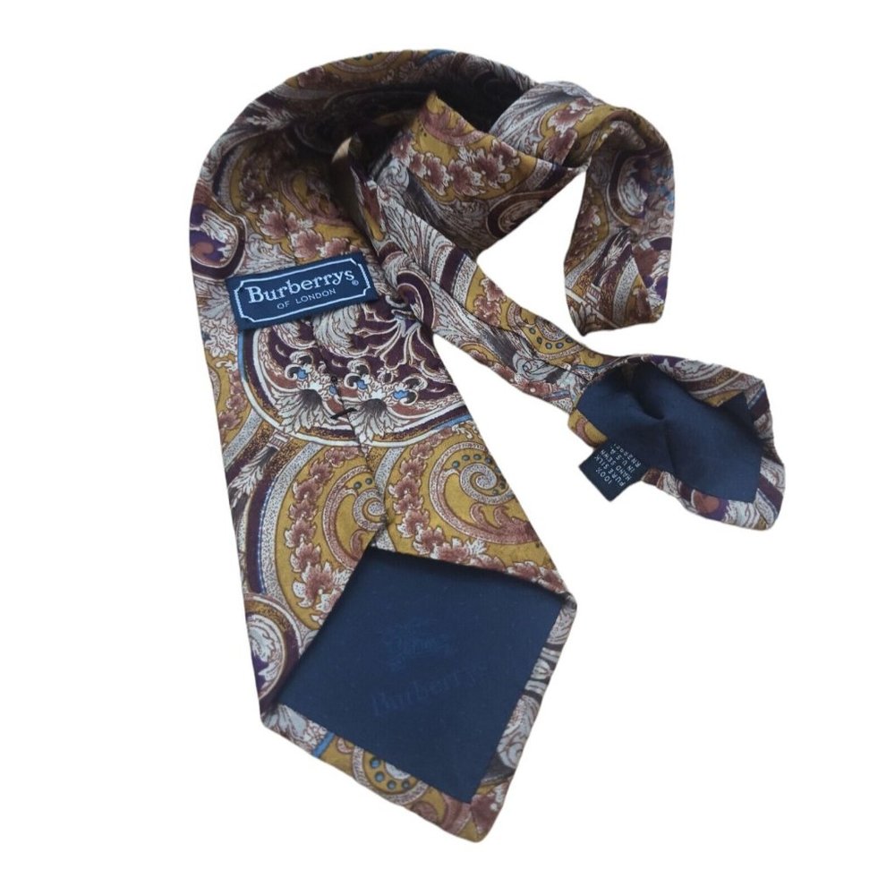 BURBERRYS Multicolored Paisley Silk Tie HANDMADE USA 60"/ 3,7" EX COND - Picture 5 of 9